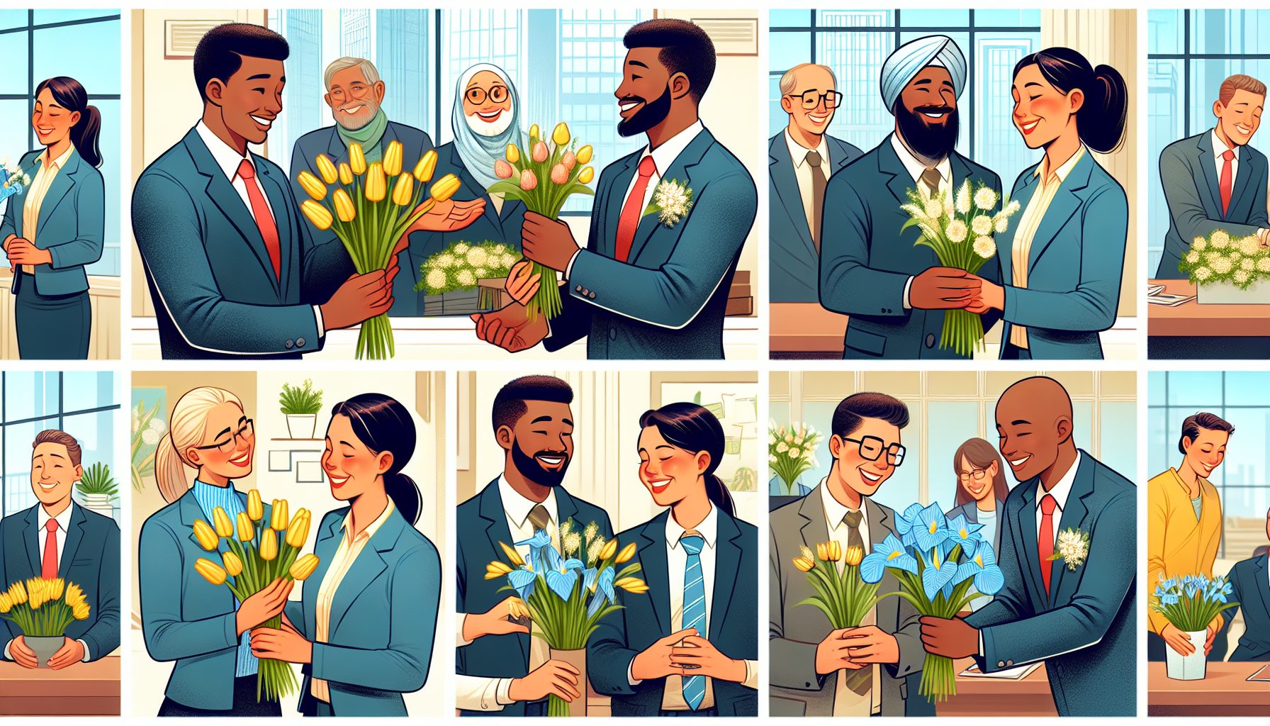 Этикет дарения цветов для коллег