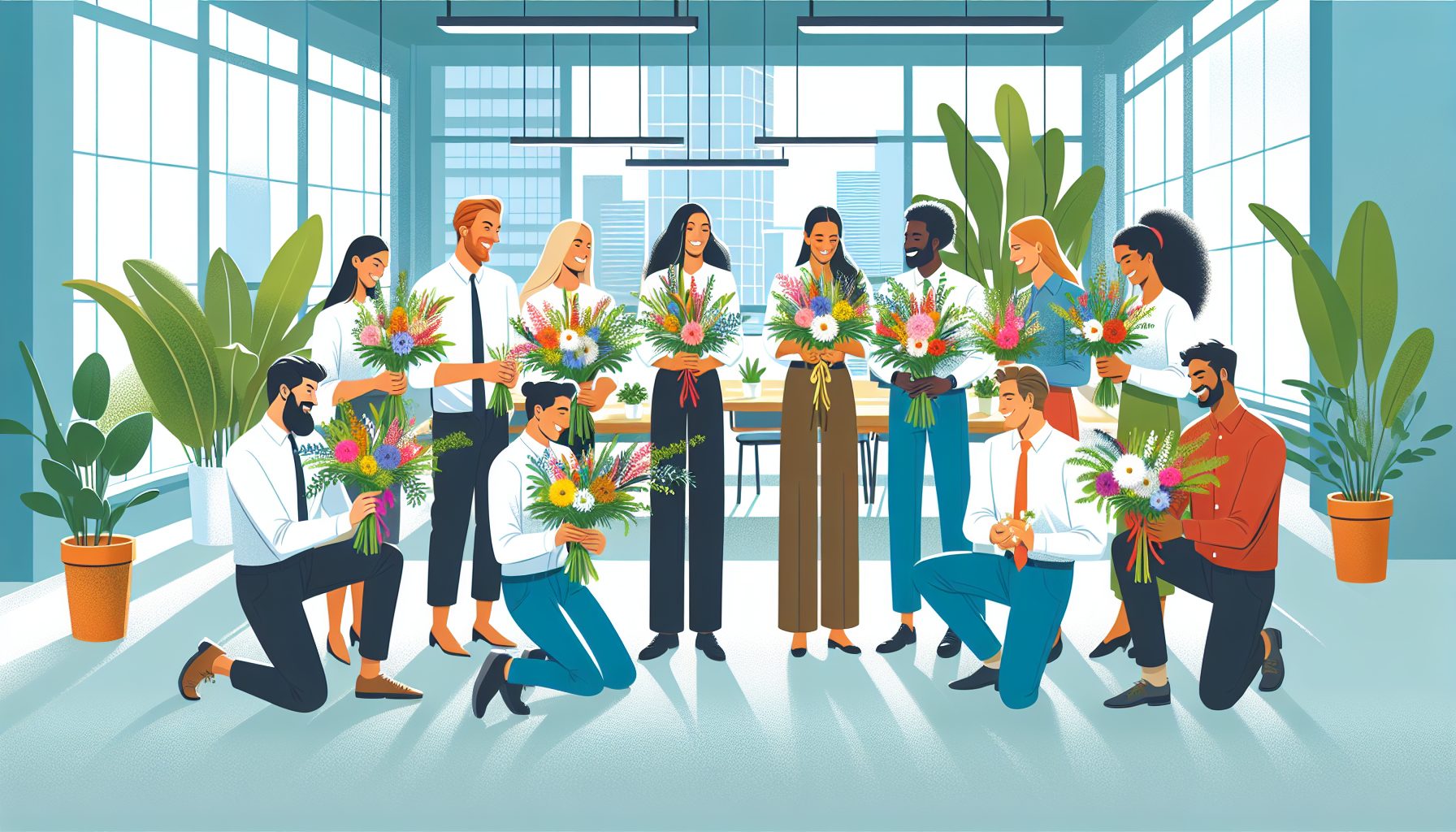 Командные ритуалы с букетами
