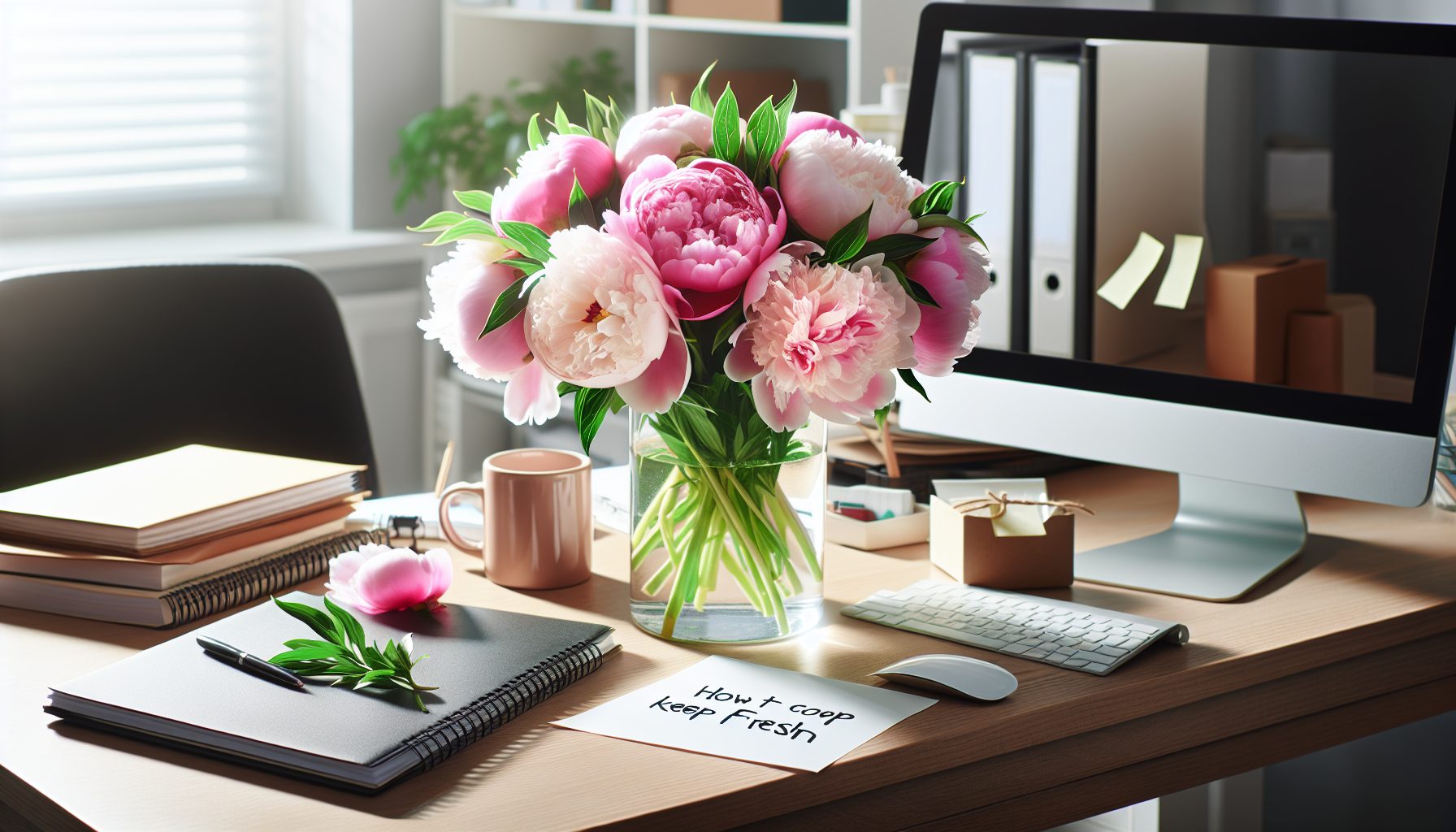 Продлить свежесть пионов в офисе легко