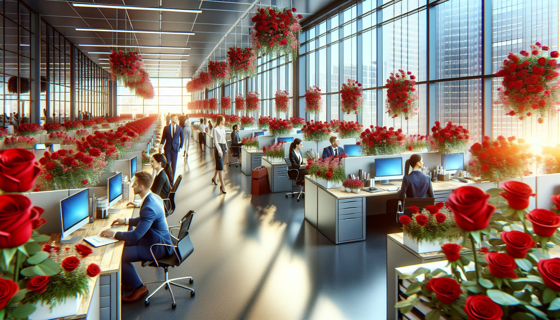 Почему офису нужны розы