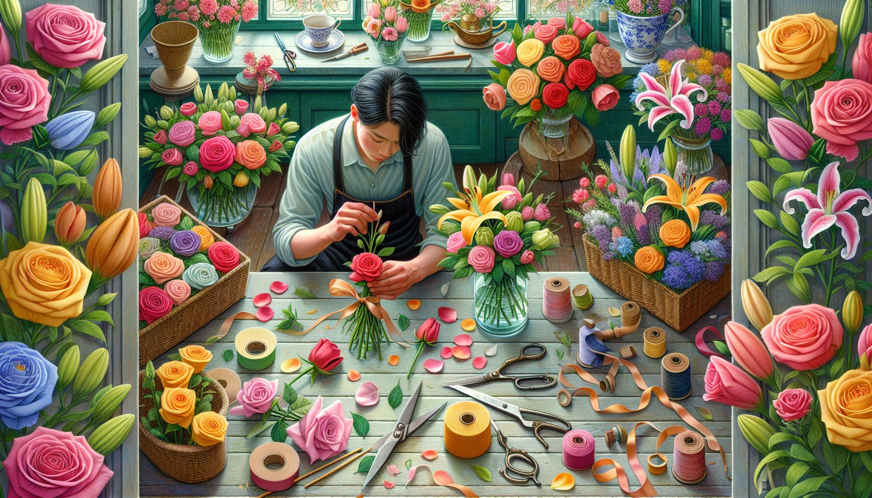 Подготовка цветов к сборке