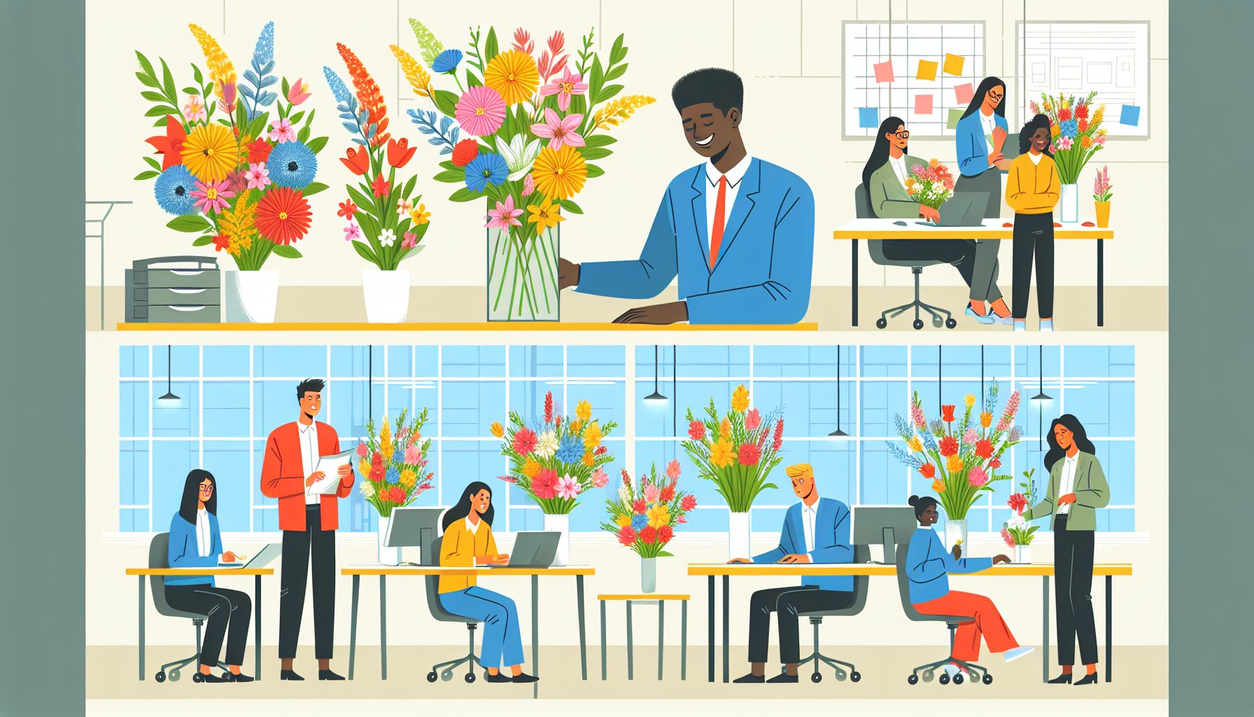 Зачем офису дозированная радость сезонных цветов
