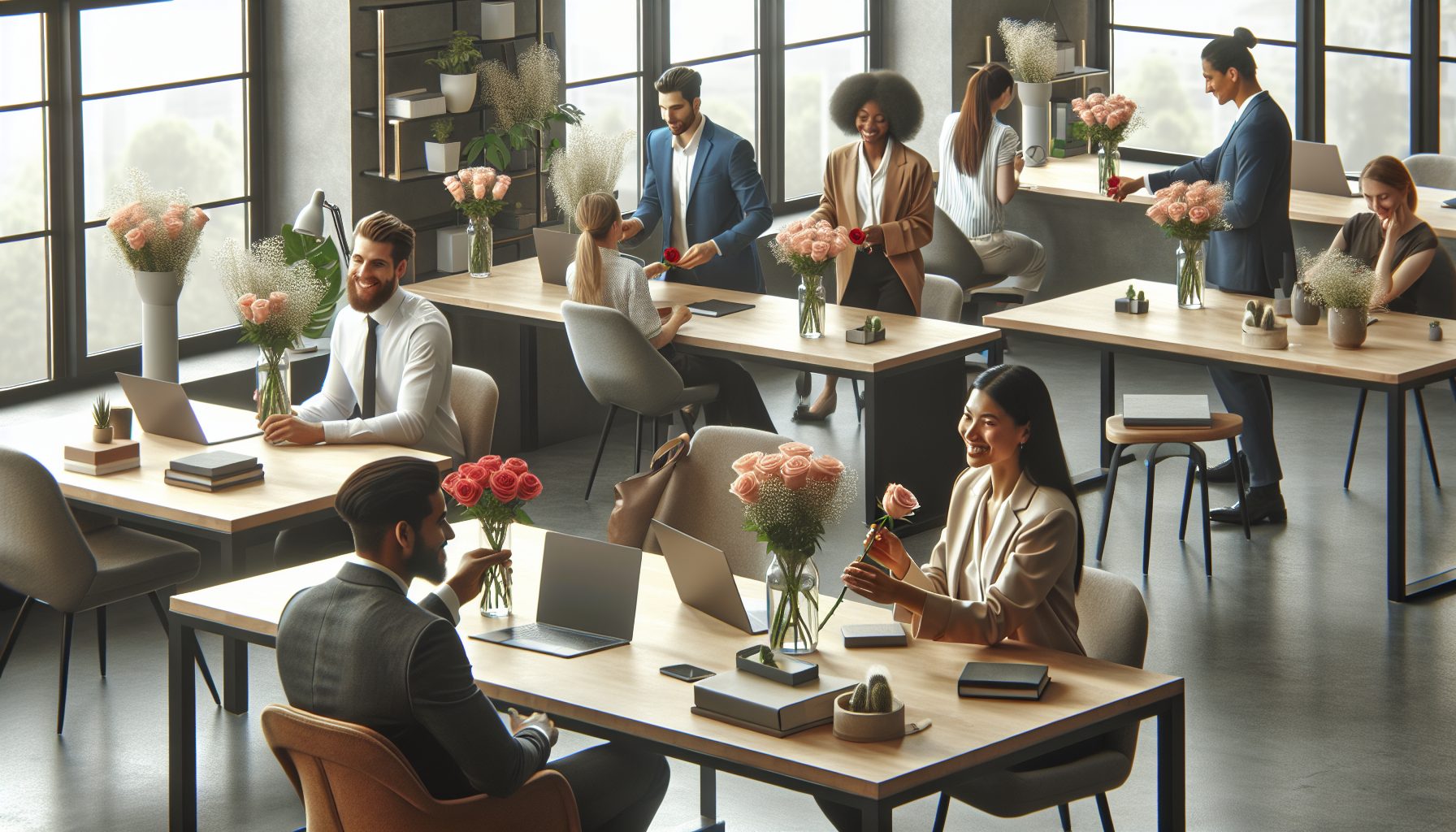 Почему дарить розы офису становится нормой