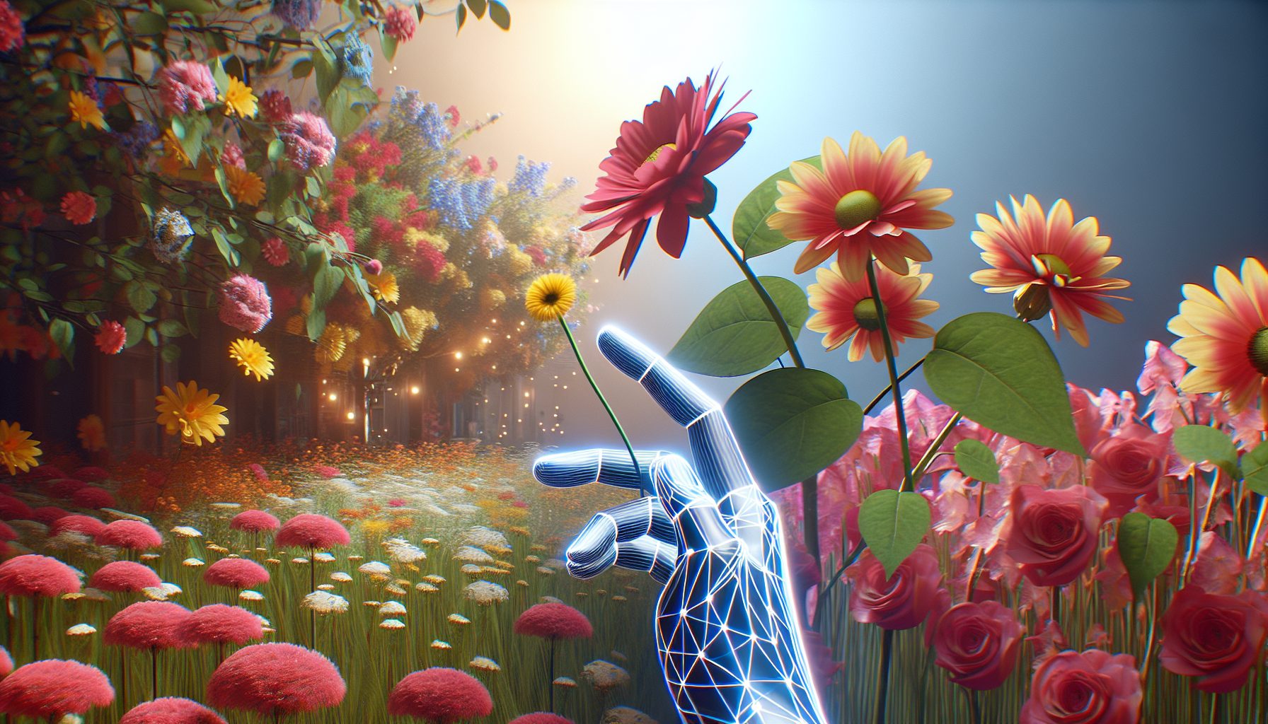 Цифровая реальность цветочного жеста