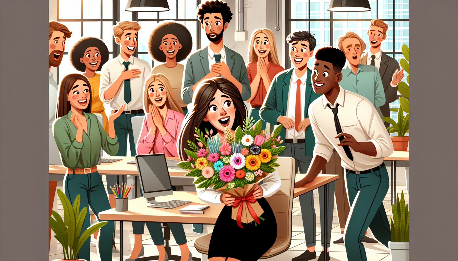 Зачем дарить цветы для коллег?