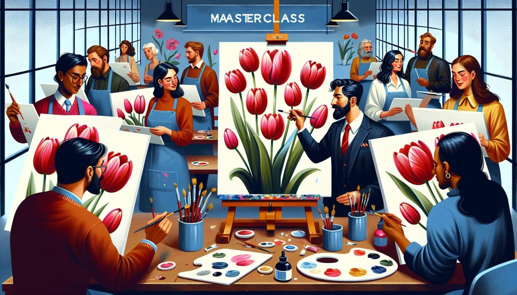 Мастер-класс тюльпанов для коллег