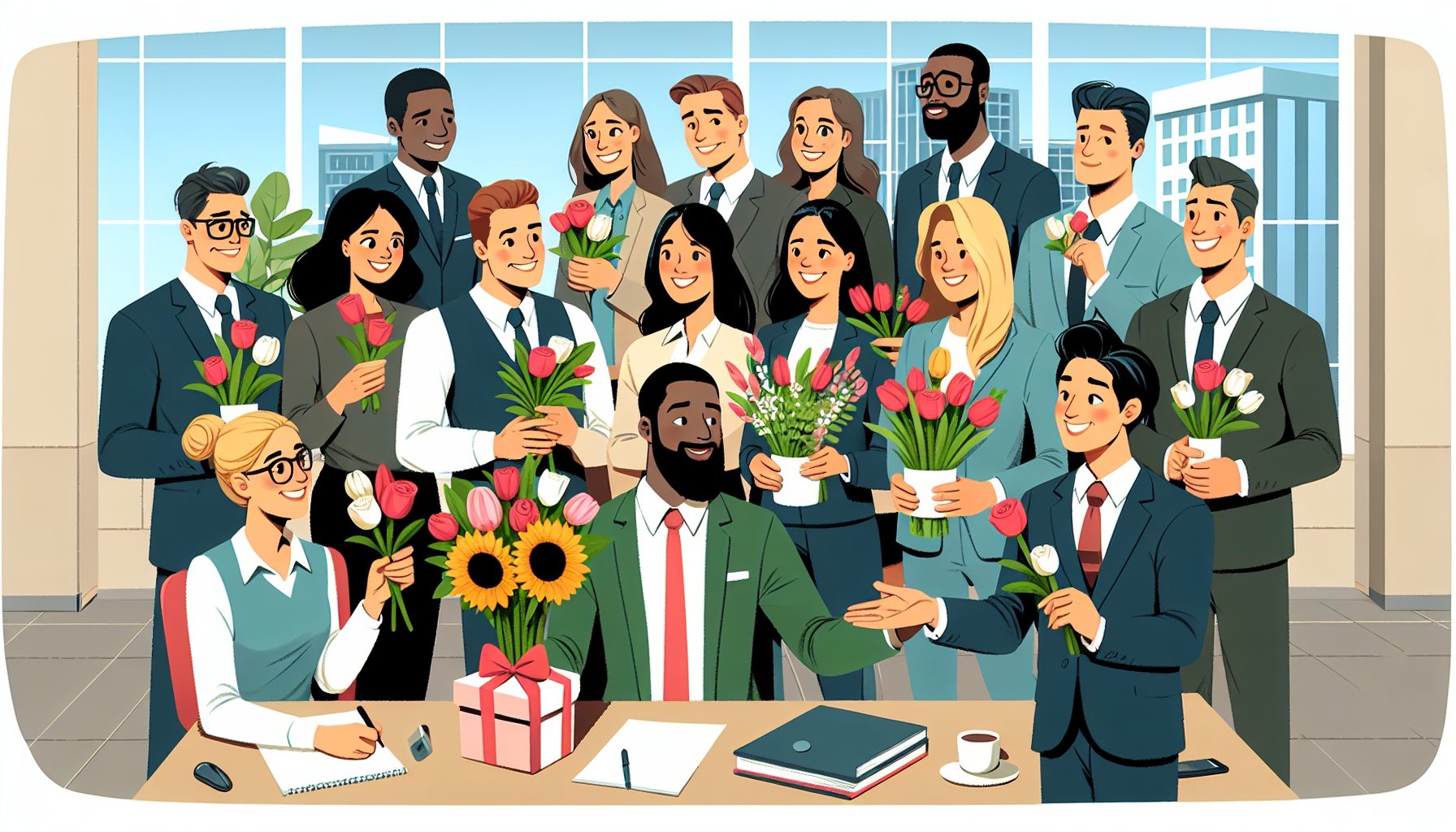 Кому дарить цветы в офисе и когда это уместно