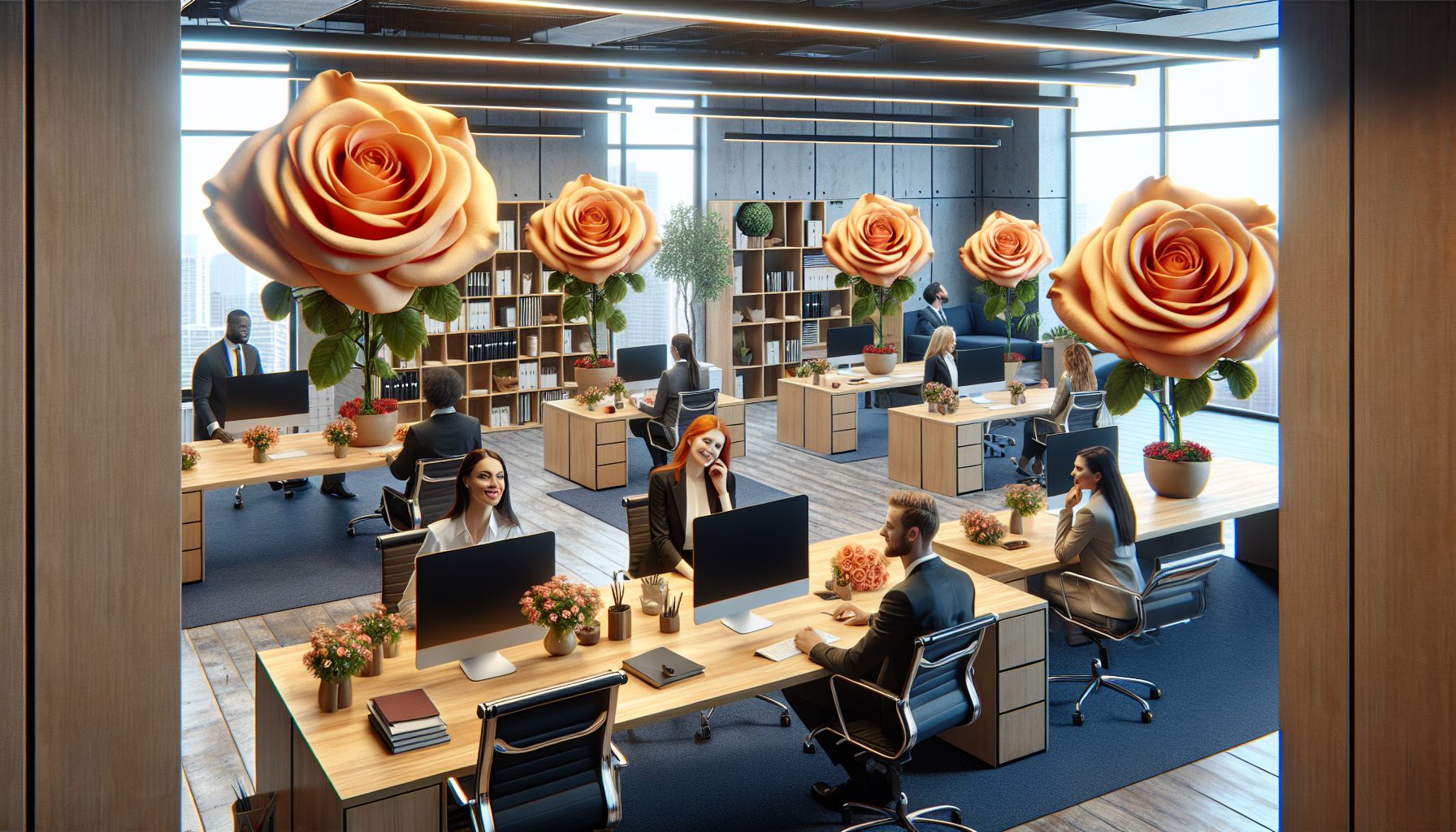 Как розы влияют на атмосферу рабочего места